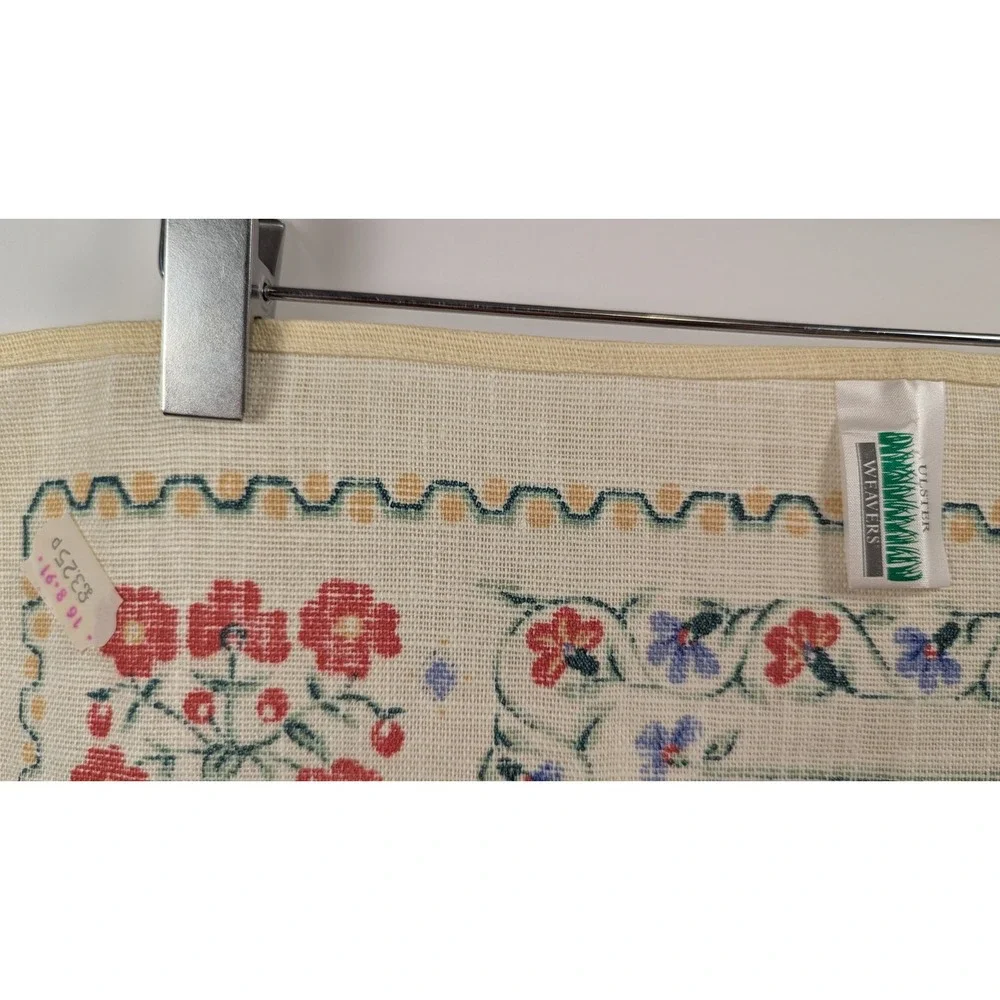 Vintage 1992 Irish Linen Calendar Tea Towel Ulster Sampler Floral Made in Irelan